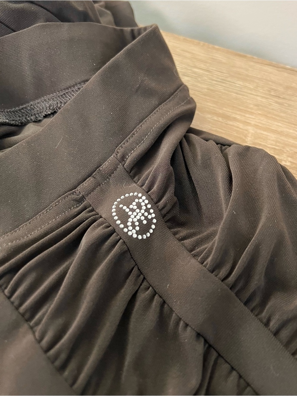 Joseph Ribkoff Brown Ruched Panel Leggings - Picture 4 of 6